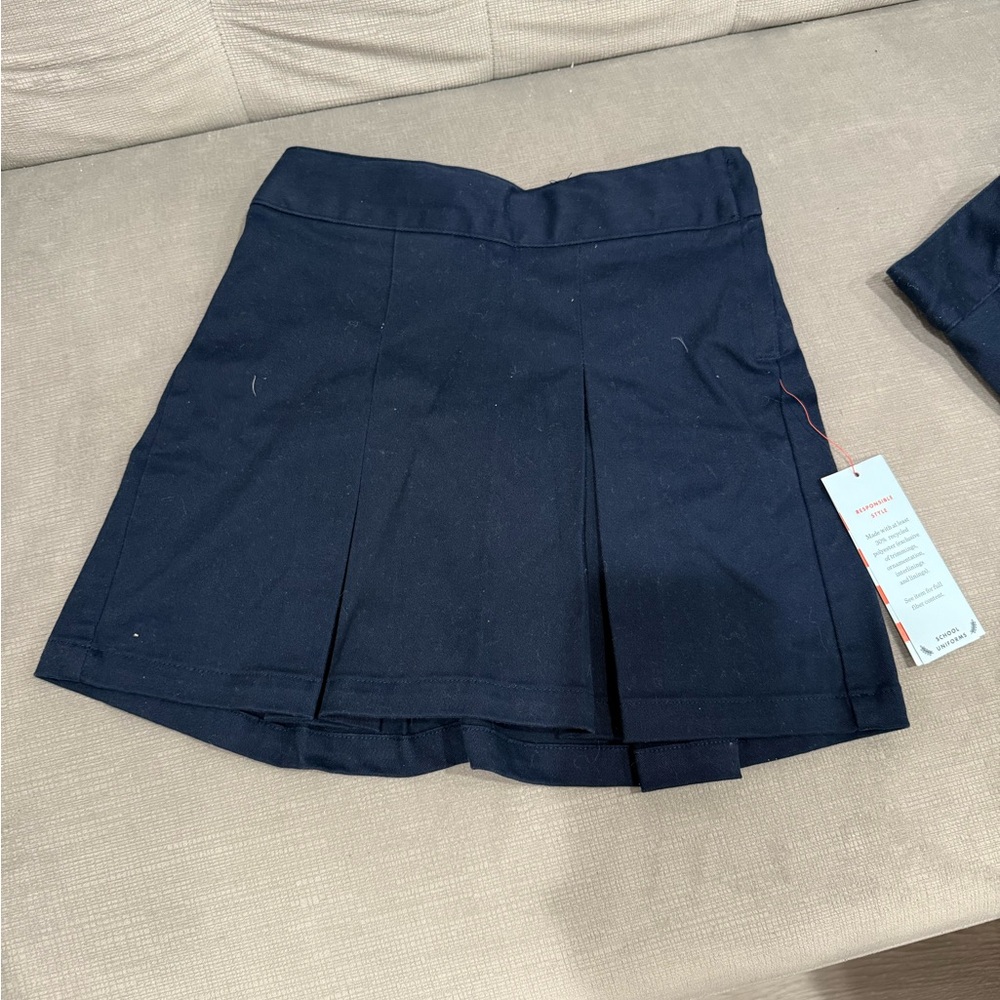 NWT 2 PAIRS navy blue pleated school uniform skirt